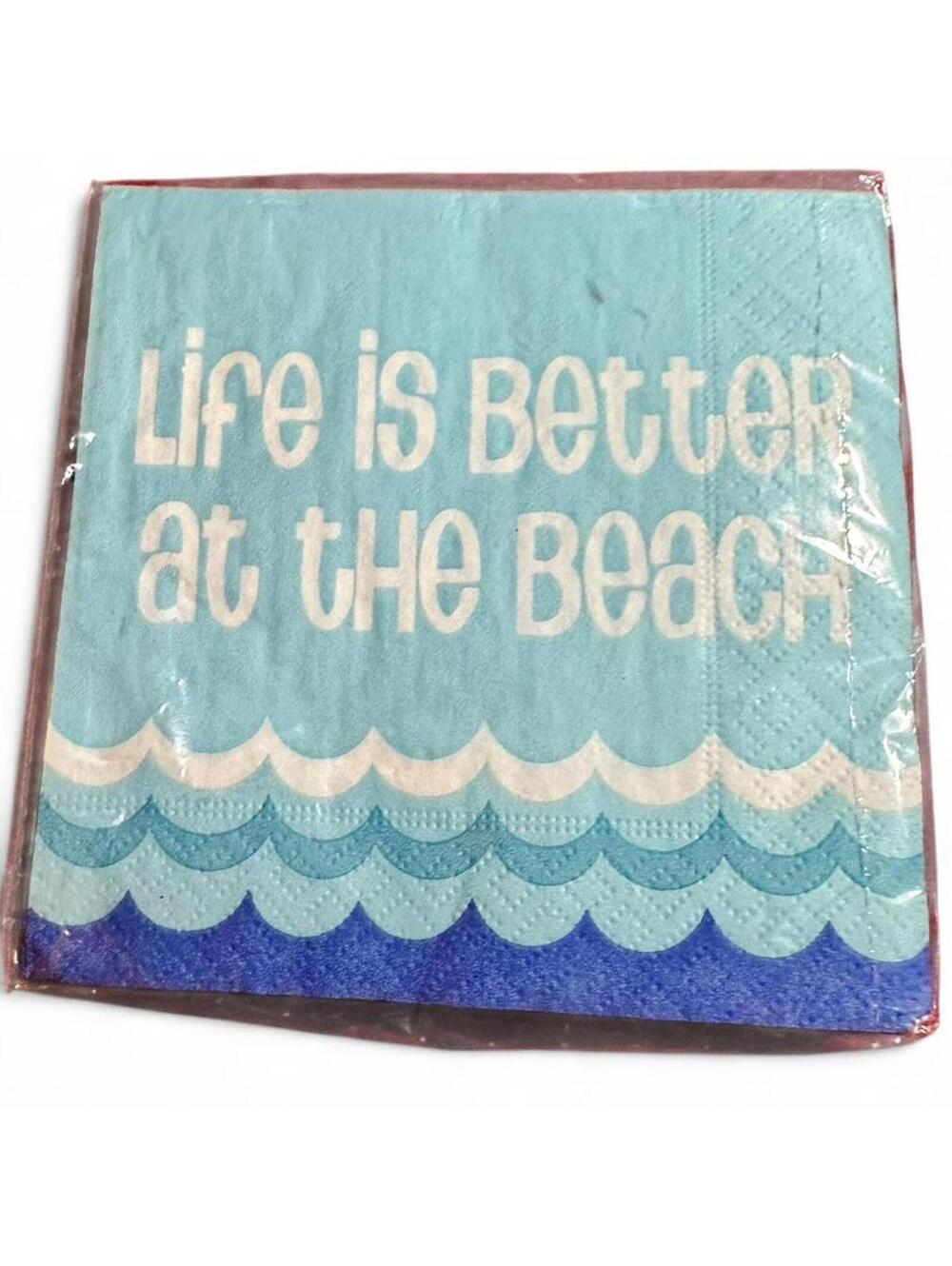 Life Is Better at the Beach Beverage Napkins Set of 20 Blue Ocean Coastal Party